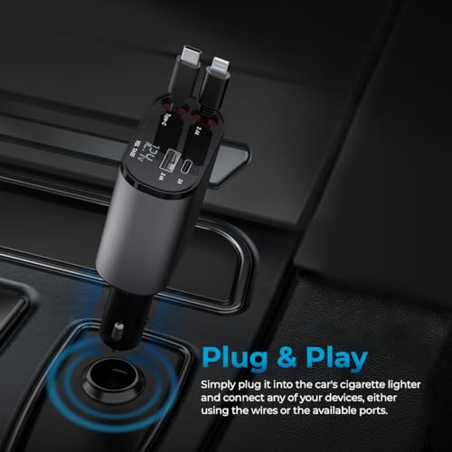 AutoSky Ai Box Lite 4 in 1 Charger with iPhone and USB-C Cable, 1 USB-C and USB-A Port