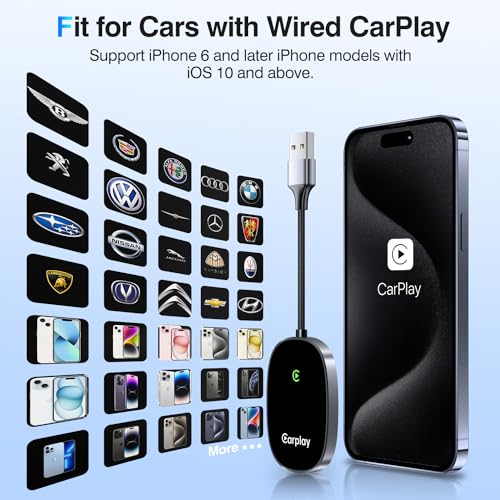 CarPlay Adapter 2024 Upgrade - Convert Factory CarPlay to Wireless - Plug and Play - iPhone Multi-User Seamless Connection