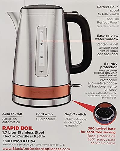 KE3100C 1.7L Rapid Boil Stainless Steel Electric Cordless Kettle