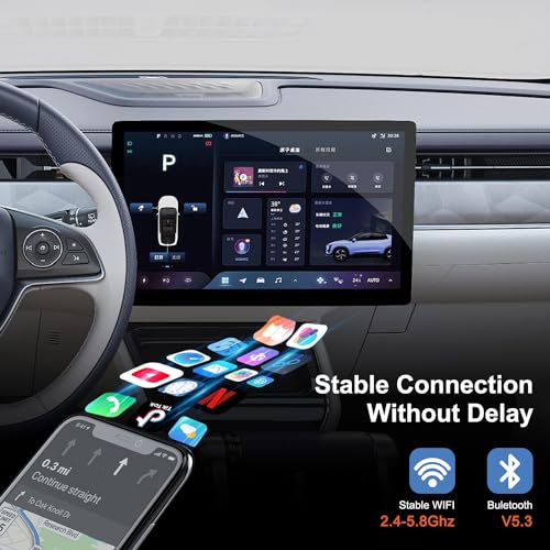 CarPlay Wireless Adapter Supports Streaming Apps, Converts OEM Wired CarPlay to Wireless, for Cars from 2016 & iOS 10+ Phone