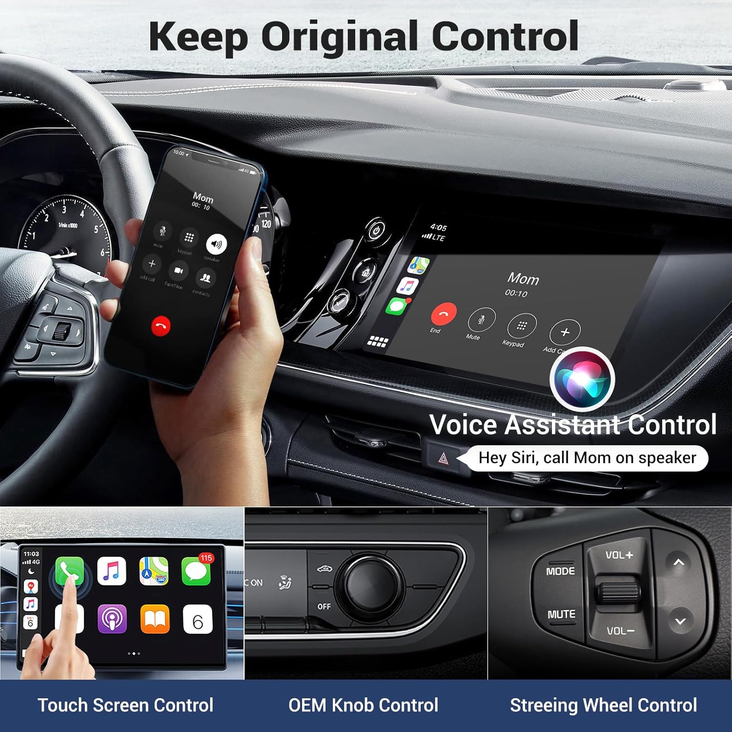 Wireless CarPlay Adapter, Lower Latency & More Stable CarPlay Adapter which Converts Wired to Wireless and Uses for Wired CarPlay System and iOS 10+, Plug & Play, Easy Operation